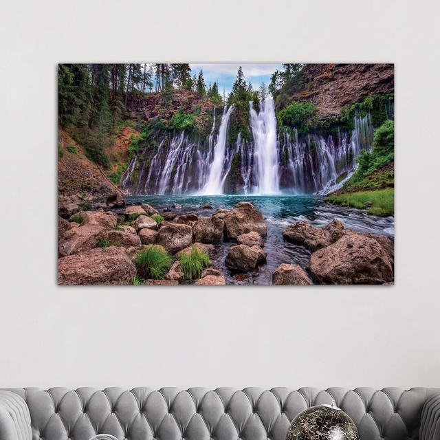 'Waterfall, Mcarthur-Burney Falls Memorial State Park, California' Photograph on Wrapped Canvas Ebern Designs Size: 66.04cm H x 101.6cm W x 3.81cm D on Productcaster.