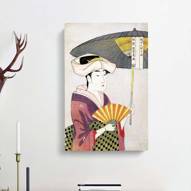 Woman with a Parasol by Kitagawa Utamaro - Wrapped Canvas Painting Print East Urban Home Size: 50cm H x 35cm W x 3cm D on Productcaster.