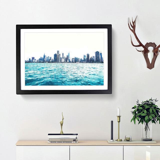 Cloudy Day in Chicago Illinois - Picture Frame Graphic Art Print East Urban Home Frame Option: Black Framed, Size: 33cm H x 45cm W x 2cm D on Productcaster.