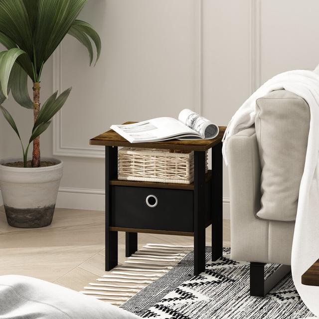 Stanbridge Side Table with Storage 17 Stories Colour: Amber Pine/Black on Productcaster.