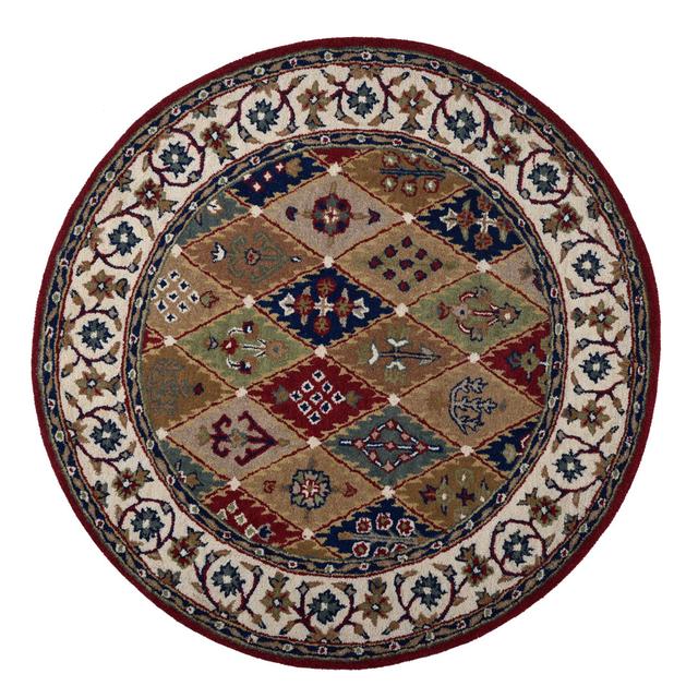 Royal Ziegler Hand Tufted Wool Red Rug Theko Rug Size: Round 150cm on Productcaster.