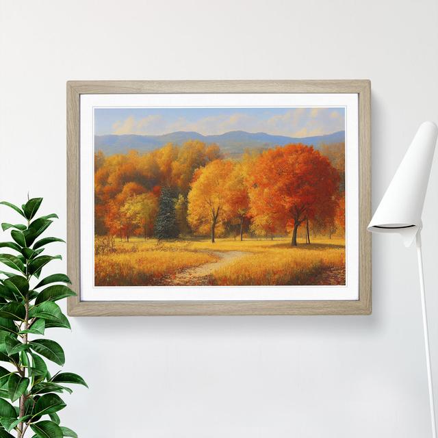 View of an Autumn Forest Vol.4 - Picture Frame Painting Marlow Home Co. Size: 25cm H x 34cm W x 2cm D, Frame Colour: Oak on Productcaster.