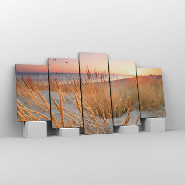 Sun Birds Sand - 5 Piece Wrapped Canvas Photograph Highland Dunes Size: 85cm H x 160cm W x 1.8cm D on Productcaster.