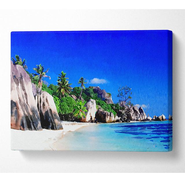 Paradise Island Rocks Canvas Watercolour House of Hampton Size: 35.6cm H x 50.8cm W x 10cm D on Productcaster.