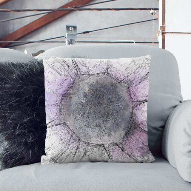 The Eye of a Flower Sketch Cushion with Filling East Urban Home Backing Colour: Black, Size: 55cm H x 55cm W x 20cm D on Productcaster.