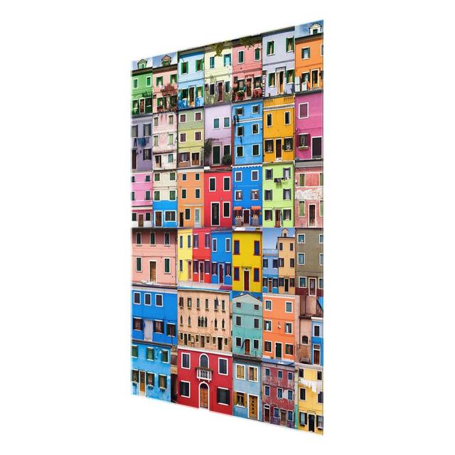 Venetian Houses - Photograph Print on Glass East Urban Home Size: 100 cm H x 75 cm W on Productcaster.