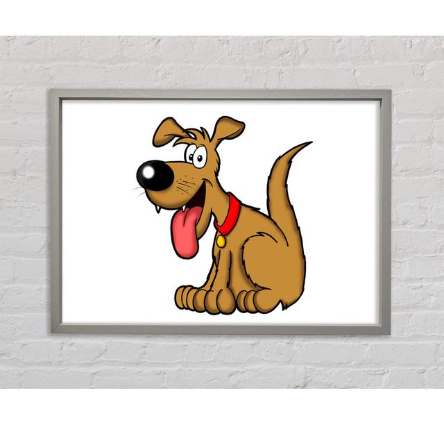 Glücklicher Hund Cartoon mit heraushängender Zunge - Drucken Bright Star Matte Farbausführung: Weiß, Größe: 100 cm H x 141,4 cm B x 3,3 cm T on Productcaster.