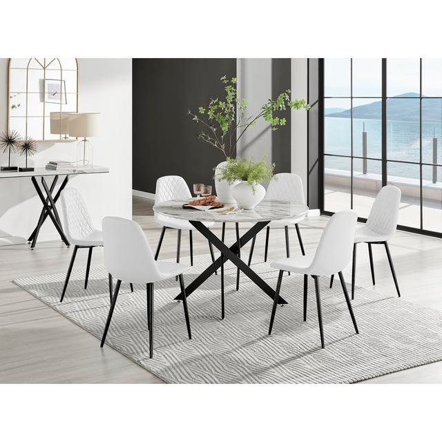 6 - Person Dining Set Canora Grey Colour (Chair): White, Colour (Table Base): Black on Productcaster.