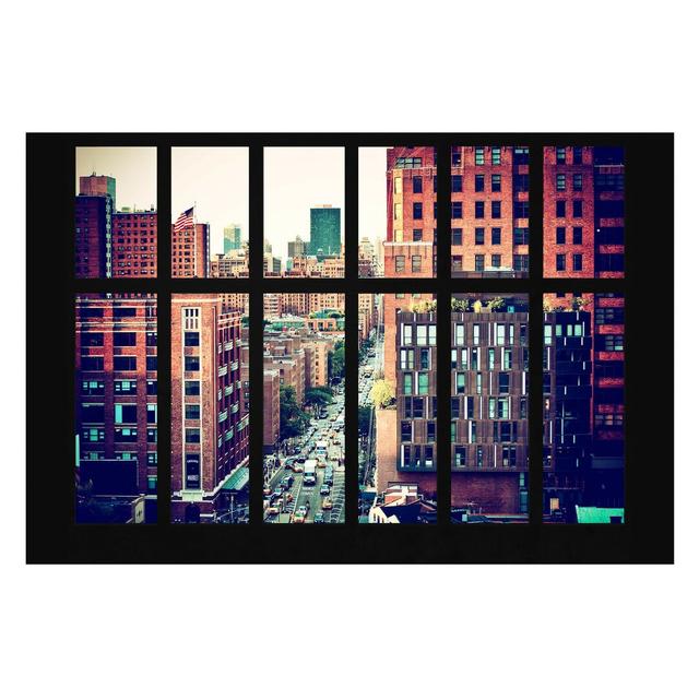 View of New York from Window II Semi-Gloss Wallpaper Roll East Urban Home Size: 4.32m x 290cm, Material quality: Premium (150g/m²) on Productcaster.