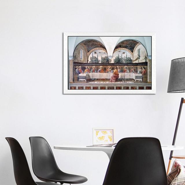 The Last Supper by Domenico Ghirlandaio - Print on Canvas East Urban Home Size: 66.04cm H x 101.6cm W x 3.81cm D, Frame Option: White Framed on Productcaster.