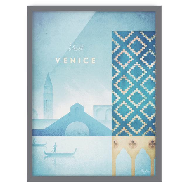 Travel Poster - Venice - Picture Frame Graphic Art Marlow Home Co. Frame Option: Grey Framed, Size: 100cm H x 70cm W x 2cm D on Productcaster.