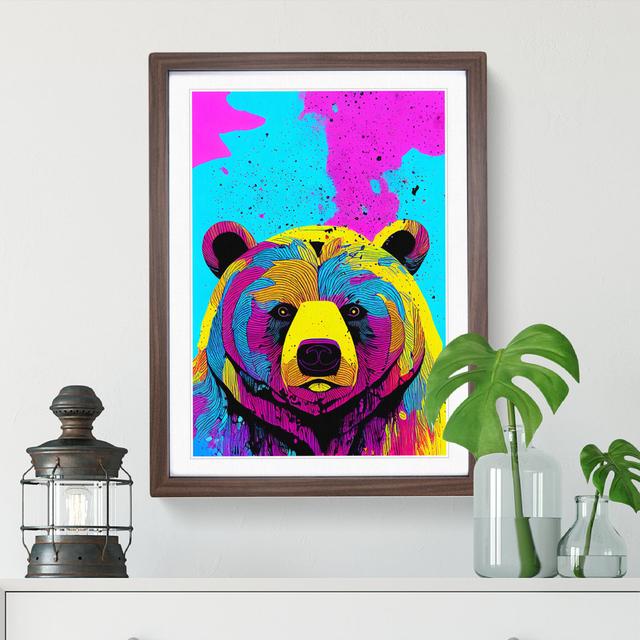 Colourful Bear No.3 - Picture Frame Graphic Art 17 Stories Size: 34cm H x 25cm W x 2cm D, Frame Colour: Brown Framed on Productcaster.