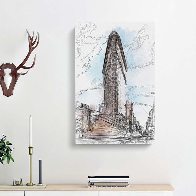 Flatiron Building in New York in Abstract - Wrapped Canvas Graphic Art Print East Urban Home Size: 50cm H x 35cm W x 3cm D on Productcaster.