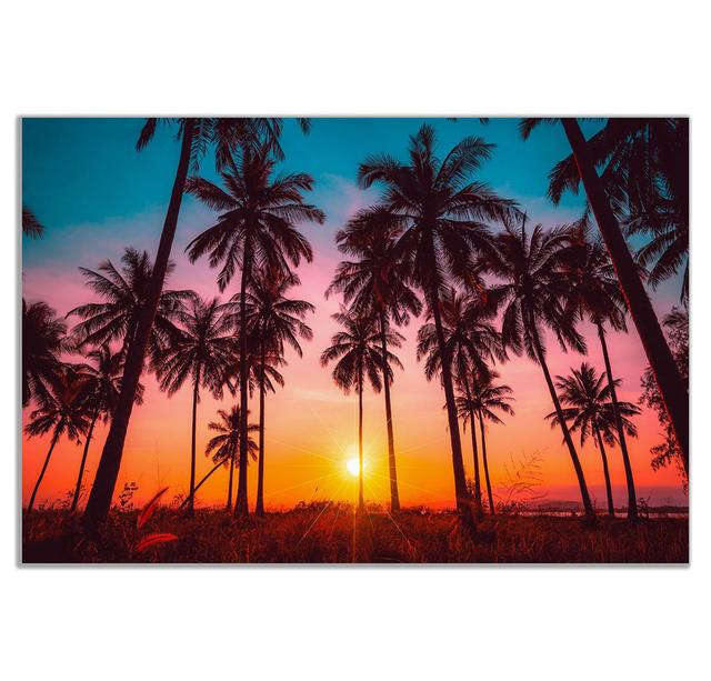 Coconut Palm Trees On Beach At Sunset - Wrapped Canvas Print Panther Print Size: 76cm H x 51cm W on Productcaster.