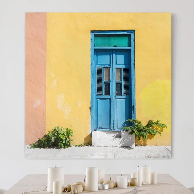 Blue Door Colorful Wall Art Print on Canvas Ebern Designs Size: 120cm H x 120cm W on Productcaster.