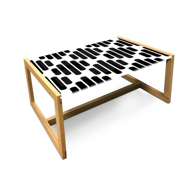 Black And White Coffee Table, Modern Boho Geometric Stripes Pattern Mosaic Style Abstract Art Deco, Acrylic Glass Center Table With Wooden Frame For O on Productcaster.