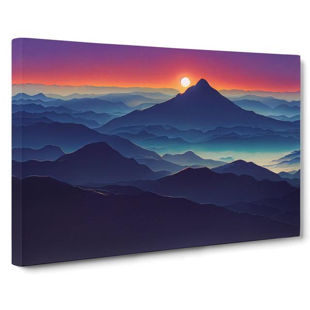 Enticing Mountain Sunset - Wrapped Canvas Graphic Art Alpen Home Size: 35cm H x 50cm W x 3cm D on Productcaster.