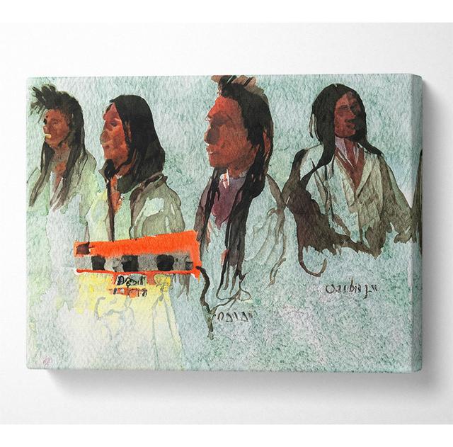 Bierstadt Four Indians - Wrapped Canvas Art Prints Natur Pur Size: 101.6cm H x 142.2cm W x 10cm D on Productcaster.