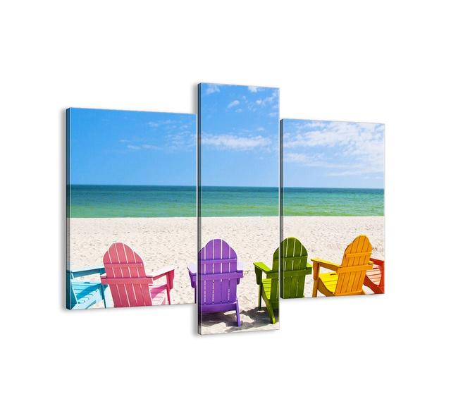 3-tlg. Leinwandbilder-Set - Fotografie „Rainbow Beach” Haus am Meer Größe: 80 cm H x 95 cm H x 1,8 cm T on Productcaster.