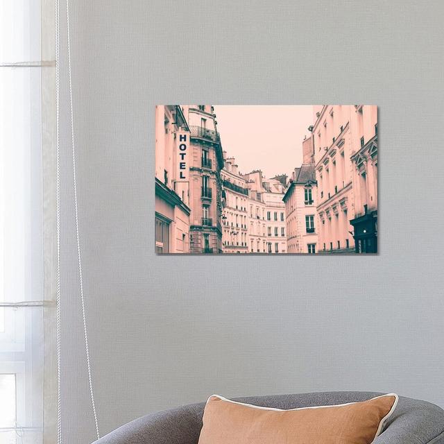 L'Hotel by Caroline Mint - Print on Canvas Ebern Designs Size: 45.72cm H x 66.04cm W x 1.91cm D, Format: Wrapped Canvas on Productcaster.