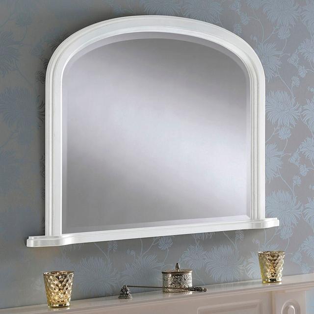 Beklabito Framed Wall Mounted Overmantle Mirror Bloomsbury Market Size: 74cm H x 102cm W, Frame Finish: White on Productcaster.