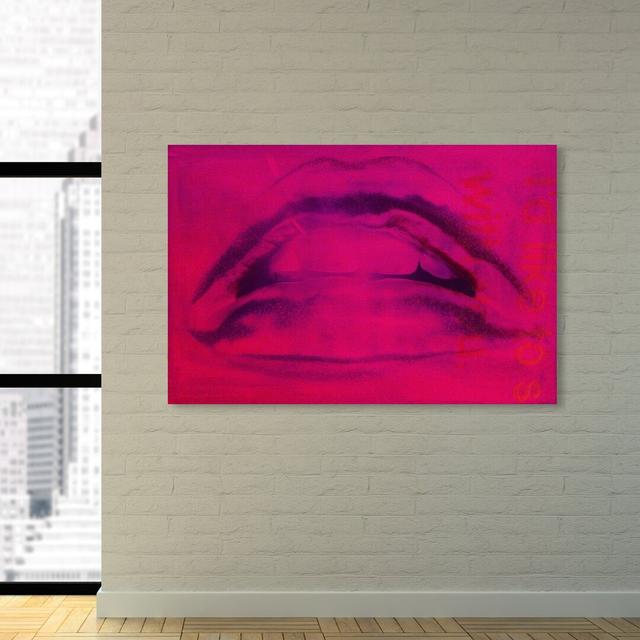 'Kiss Caviar Pink' Graphic Art on Wrapped Canvas East Urban Home Size: 25.4 cm H x 38.1 cm W on Productcaster.