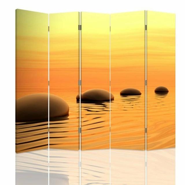 Rotatable 360 Canvas Zen Stones 5 Panel Room Divider Bloomsbury Market on Productcaster.