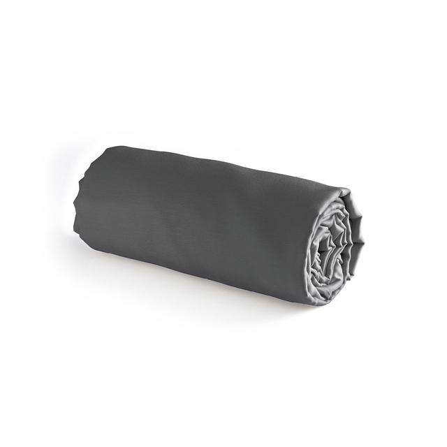 Fitted Sheet Cotton Satin Uni Dark Grey - 160 X 200 X 25 Cm CXL by Christian Lacroix Colour: Dark Grey, Size: European Single (90 x 200 cm) on Productcaster.