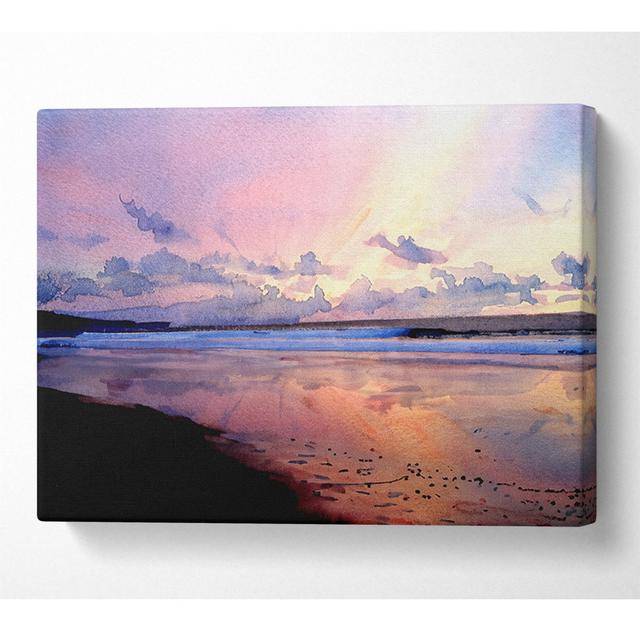 Beach at Dusk - Wrapped Canvas Art Prints House of Hampton Size: 66cm H x 106.6cm W x 10cm D on Productcaster.