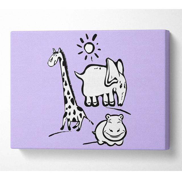 Animals Under The Sun Lilac - Wrapped Canvas Art Prints Isabelle & Max Size: 81cm H x 121.9cm W x 10cm D on Productcaster.