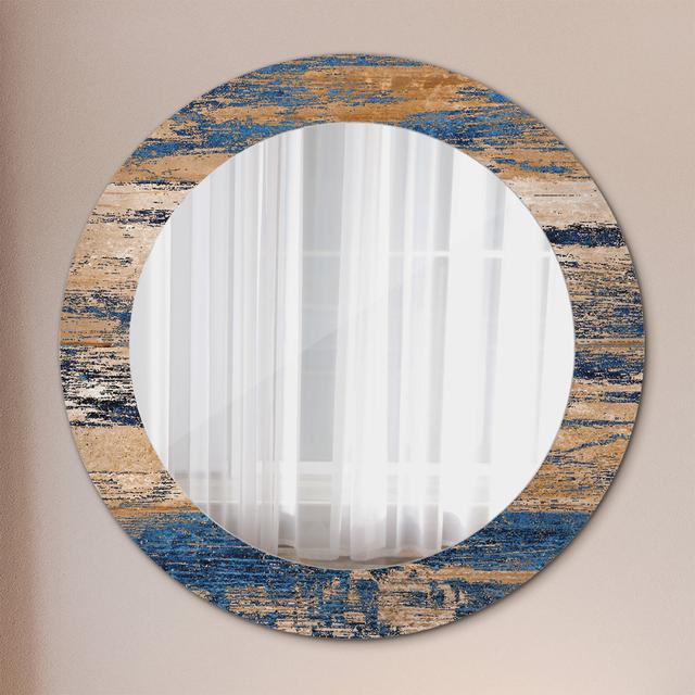 Huldar Round Glass Framed Wall Mounted Accent Mirror in Blue East Urban Home on Productcaster.