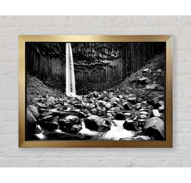 Waterfall Valley Rocks B N W - Single Picture Frame Art Prints Bright Star Size: 42cm H x 59.7cm W on Productcaster.