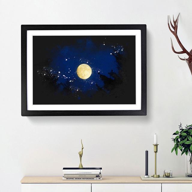 Moon Through the Trees - Picture Frame Graphic Art Print East Urban Home Size: 45cm H x 63cm W x 2cm D, Frame Option: Black Framed on Productcaster.