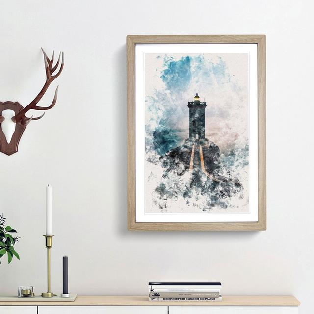 Lighthouse in Le Conquet France - Picture Frame Painting Print East Urban Home Frame Option: Oak Framed, Size: 33cm H x 24cm W x 2cm D on Productcaster.