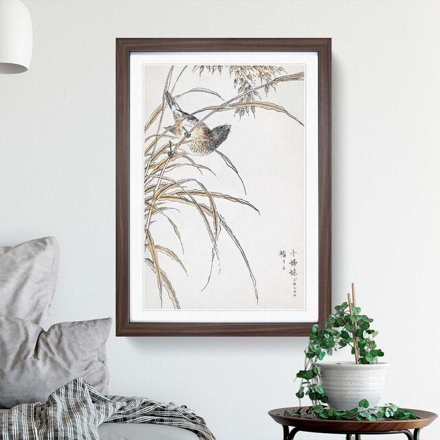 Japanese Grey Bunting Bird by Numata Kashu - Picture Frame Painting Print East Urban Home Format: Walnut Framed, Size: 36cm H x 27cm W x 2cm D on Productcaster.