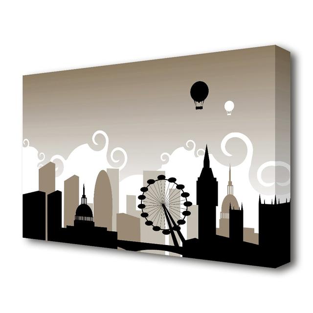 London City Outline Beige - Wrapped Canvas Graphic Art Print East Urban Home Size: 81.3cm H x 121.9cm W x 4.4cm D on Productcaster.