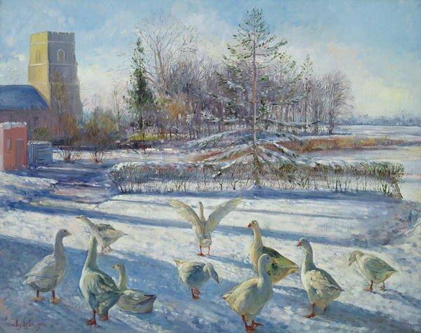 Snow Geese, Winter Morning - Art Print on Paper Magnolia Box Size: Medium on Productcaster.