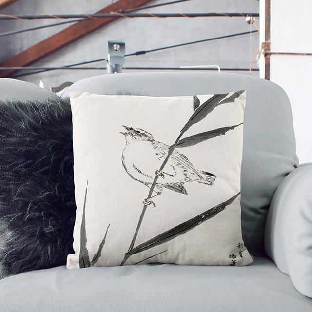 Bunting Bird Upon A Reed Square Throw Cushion East Urban Home Backing Colour: Black, Size: 40cm H x 40cm W x 15cm D on Productcaster.