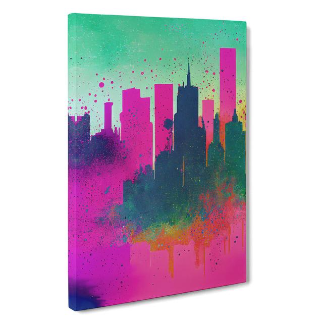 Paint Splashed City Skyline No.1 Abstract - Wrapped Canvas Print Metro Lane Size: 50cm H x 35cm W x 3cm D on Productcaster.