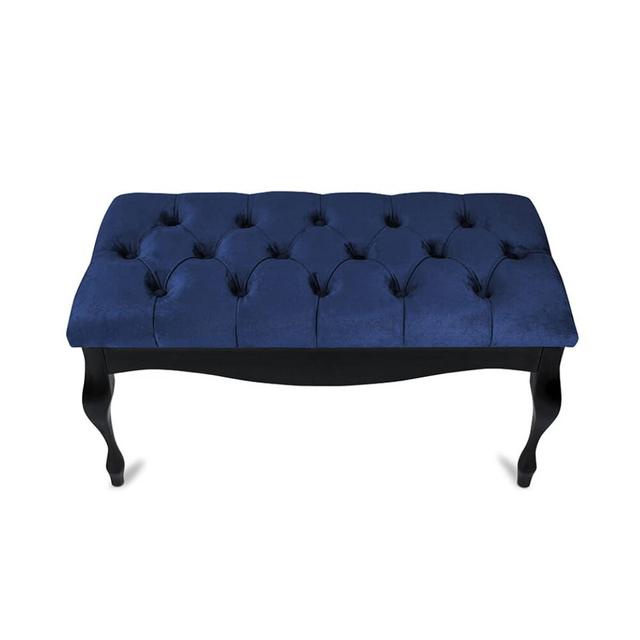 Moorebank 100% Polyester Upholstered Bench Rosalind Wheeler Size: H40 x W100 x D40cm, Colour: Blue/Black on Productcaster.