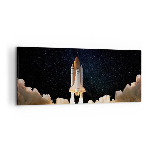 Taking off Rocket Cosmos - Wrapped Canvas Graphic Art Ebern Designs Size: 50cm H x 120cm W x 1.8cm D on Productcaster.