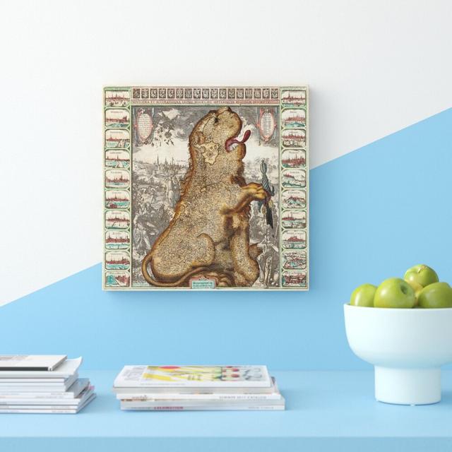 Dutch Lion 1609 Map - Wrapped Canvas Print East Urban Home Size: 61 cm H x 61 cm W x 3.8 cm D on Productcaster.