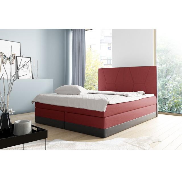 Boxspringbett Armandale mit Topper und Bettkasten Brayden Studio Farbe: Rot, Größe: 160 x 200 cm on Productcaster.