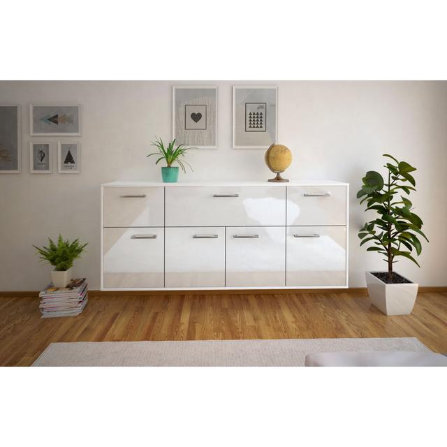 Beren sideboard, flying/metal handles, size: 180 x 79 x 35cm Brayden Studio Colour: White on Productcaster.