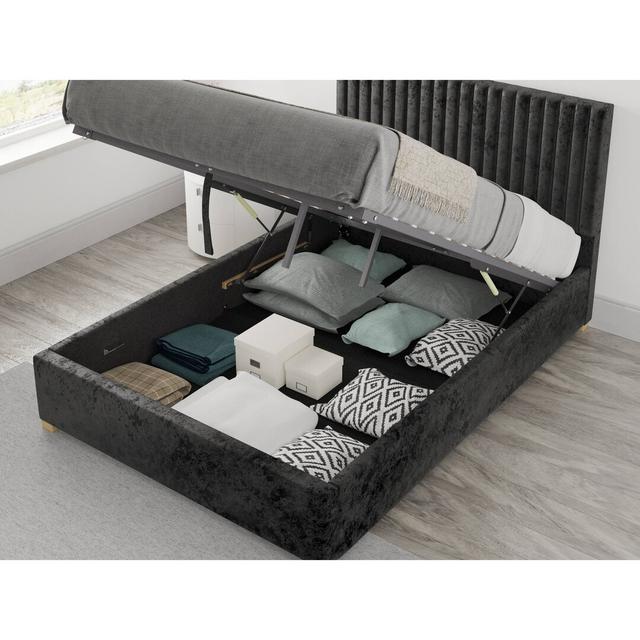 Chevy Upholstered Ottoman Bed Zipcode Design Mattress Size: Single (3'), Colour: Black on Productcaster.