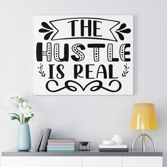 The Hustle Is Real - Wrapped Canvas Print Blue Elephant on Productcaster.