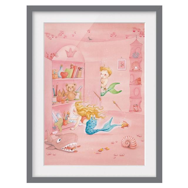 Matilda the Little Mermaid Framed Art Print on Paper East Urban Home Rahmenoptionen: Matt grey, Size: 100 cm H x 70 cm W on Productcaster.