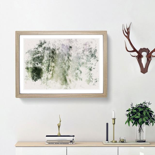 Bird Flying by the Waterfall Watercolour - Picture Frame Graphic Art Print East Urban Home Size: 36cm H x 48cm W x 2cm D, Frame Option: Oak Framed on Productcaster.