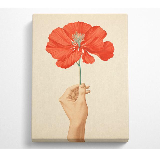 The Orange Simple Flower Hand - Wrapped Canvas Art Prints Bright Star Size: 50.8cm H x 35.6cm W x 10cm D on Productcaster.