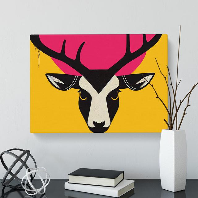 An Electrifying Stag Deer Pop Art - Wrapped Canvas Print Alpen Home Size: 35cm H x 50cm W x 3cm D on Productcaster.